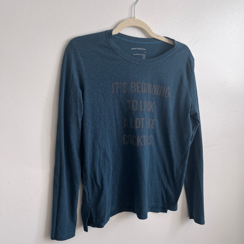 Holiday long-sleeve tee, size S. “It’s beginning to look a lot like cocktails.”
